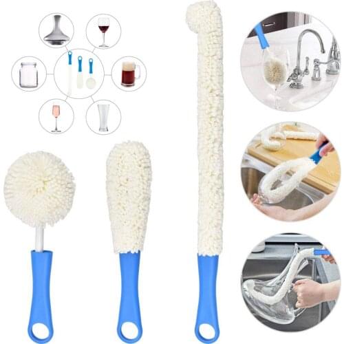 Hot Dust Cleaning Brush Soft Foam Wine Bottle Brush Decanter Stemware Glasses Glass Cleaning Brush Flexible Win Bar Set Cleaner