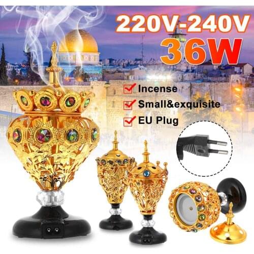 Mini Arab Aroma Stove Luxury Electric Incense Burner Golden Plating portable Metal Incense Burner for Eid Mubarak Ramadan