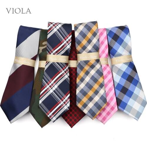 Classic Plaid Striped Necktie 8cm Navy Polyester Men Fashion Daily Party Suit Tuxedo Male Cravat Gift Accessory