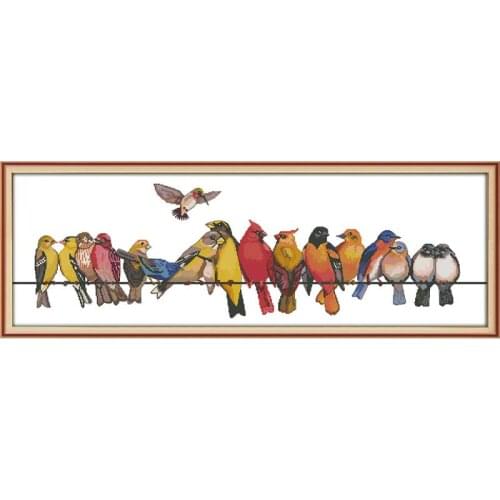 Printed cross stitch kits the birds gathered animals Painting Needlework Set Embroidery 11ct 14ct joy sunday for Home Decoration