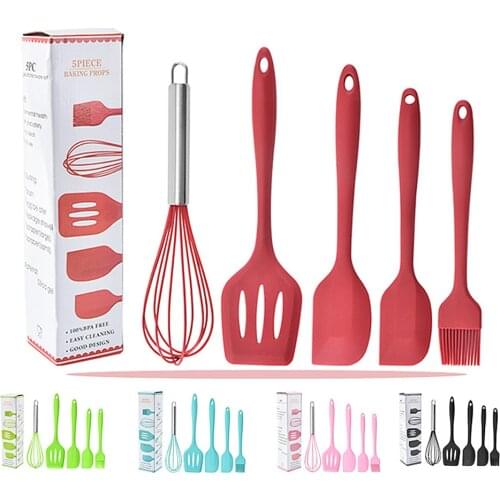 Silicone Kitchenware Set Scraper 5-piece Baking Tool Set Cooker Spatula Cooking Spoon Shovel Baking Props kitchen utensils