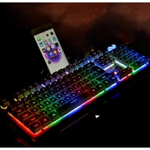 2021 New 104 Keys Universal Computer Notebook Wired Keyboard RGB Backlight USB Mixed Color Metal Electronics Gaming Keypad