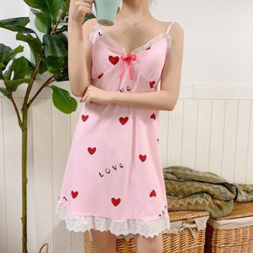 2021 New Women Nightgown Sexy Sleepwear Shortless Sleeve Pyjamas with Chest Pad Girl Short Nightdress Lace Nightdress