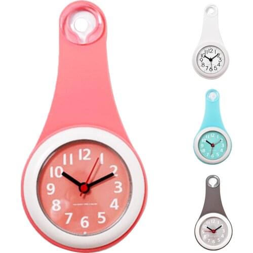 New Colorful Kitchen Bathroom Wall Clock Waterproof Silent Shower Hanging Decor Wall Clockswith Suckers Home Decoration