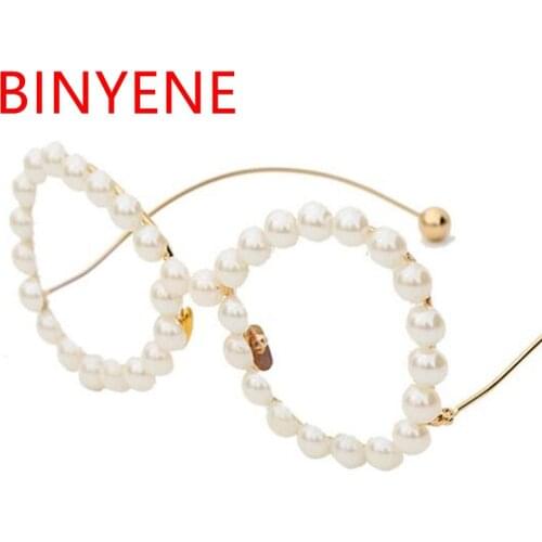 Fashion Pearl Sunglasses Women Trendy Luxury Brand Designer Oversized Sunglasses Steampunk Clear Lens Unique Eyewear UV400