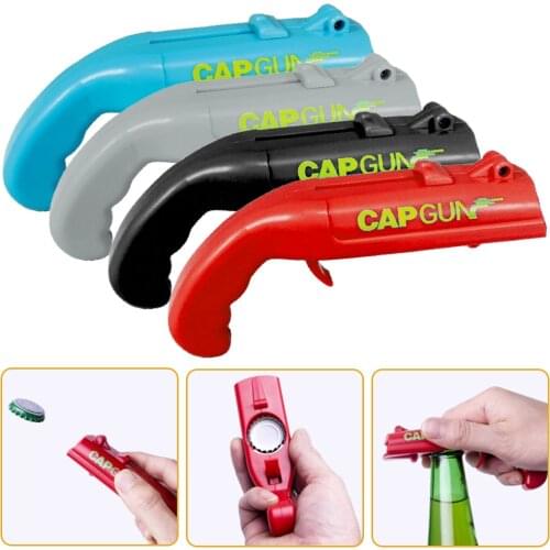 Portable Cap Gun Bottle Opener Beverage Beer Bottle Opener Gun Cap Launcher Bar Tool Drink Opening Shooter Wine Accessories