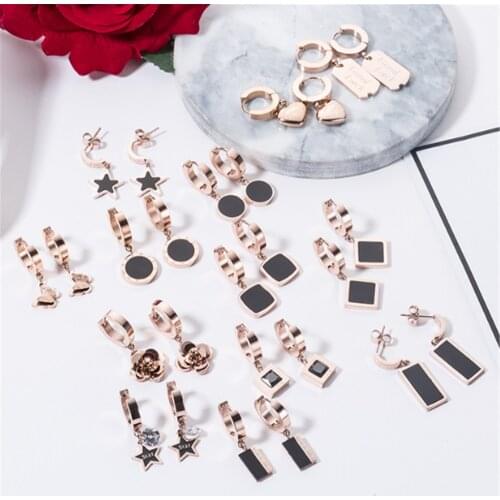 316L Stainless Steel Titanium Steel Ear Buckle Simple Geometric Earrings Female Rose Gold Jewelry A Variety Of Optional Jewelry