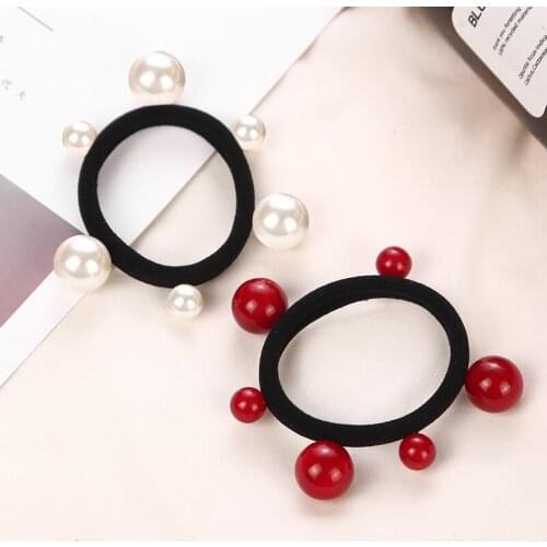AIKELINA New Girls Big Pearls Hair Rope Women Elastic Hair Band Girls Headwear Scrunchy Headbands Trendy Hair Accessories