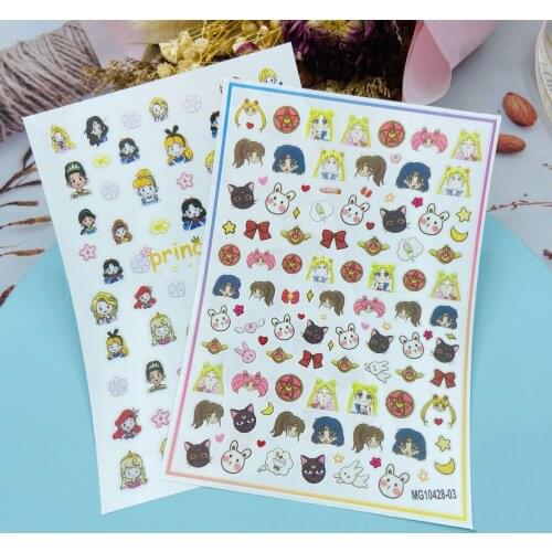 DIY Japanese Style 3d DIY Thin Light Traceless Nail Stikers Cats& Rabbits Beauties Dry Nail Decals Nail Art Manicure Women Girsl