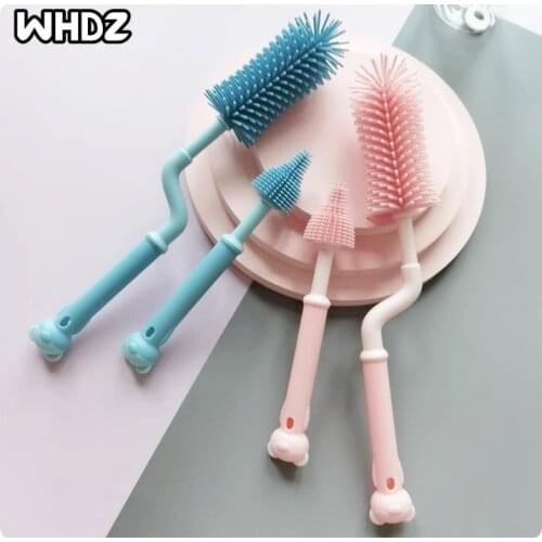Baby Bottle Brush Small Bottle Silicone Gel Scrubber Cleaner Brushes Set Milk Water Cleaning Kit Cup Clean Cleaning Brush