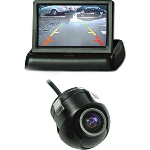 Easy install CCD 360 degree camera 4.3 Rearview Parking Monitor Folding Foldable TFT LCD video screen rear view reverse camera