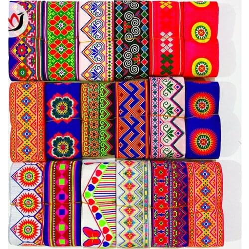 Ethnic Fabric with Chinese Miao Nationality Characteristics 66MM 8yards Woven Jacquard Ribbon For Handmade DIY Accessories