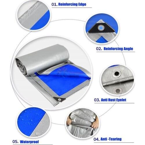 Outdoor Quality PE Sunshade Tarpaulin 180GSM Thicken Waterproof Sunblock Protect Cover Greenhouse Carpot Truck Rainproof Tarps