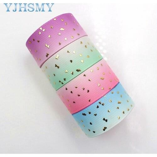 YJHSMYG D-171005-662,22 mm 5 Yards Love heart Bronzing Ribbons Thermal transfer Printed grosgrain,Clothing accessories DIY