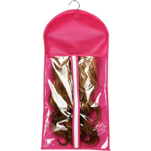 1pc Hair Extensions Wigs Storage Bag with Wig Hanger Dust Proof Protective Wig Storage Holder for Styling Accessories