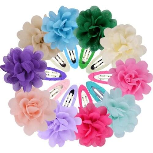 10 Pcs Baby hair Chiffon Flower clips Newborn baby Barrettes clips Hair Kids Hair Clips Mini Hair Accessories girls