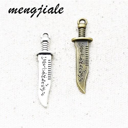 10pcs Two Color Double Sided Dagger Charms Alloy Metal Plaything Pendants For DIY Handmade Jewelry Accessories Making 44*11mm