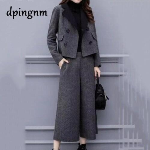 2020 autumn new Korean version was thin large size suit jacket pants two-piece fashion nine pants suit women