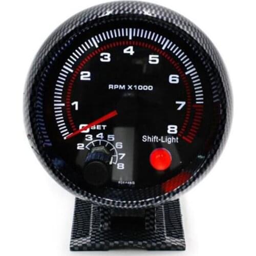 3.75 inch tach 95mm Racing Car 0-8000 RPM Meter Carbon Tachometer Gauge With Shift Light Auto motorcycle Car Meter inter digital