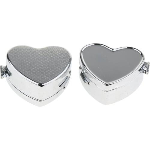 4Pcs Heart Shaped 2 Compartments Pocket/Purse/Travel Pill Box