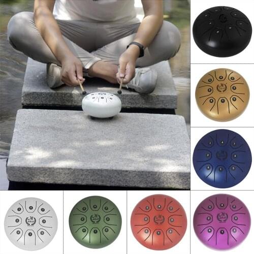 5.5 Inch Tongue Drum Mini 7-Tone Steel Tongue Drum C Key Handpan Drum with Drum Mallets Bag Percussion Instrument Yoga Relax