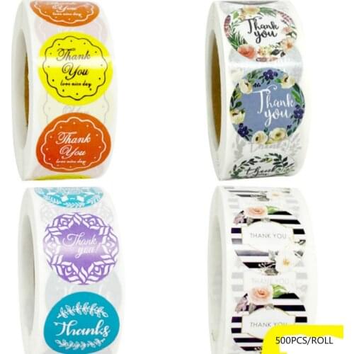 500pcs A Roll Circle Round Logo Label Sticker Labels for Bottles Packing Seal Stickers Thank You Sticker for Small Business
