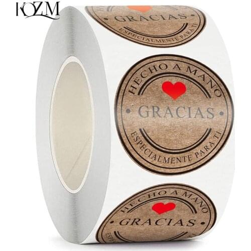 500PCS/lot Multiple Styles Kraft Gracias Spanish Thank You Labels Stickers Handmade Scrapbooking Stationery Sticker