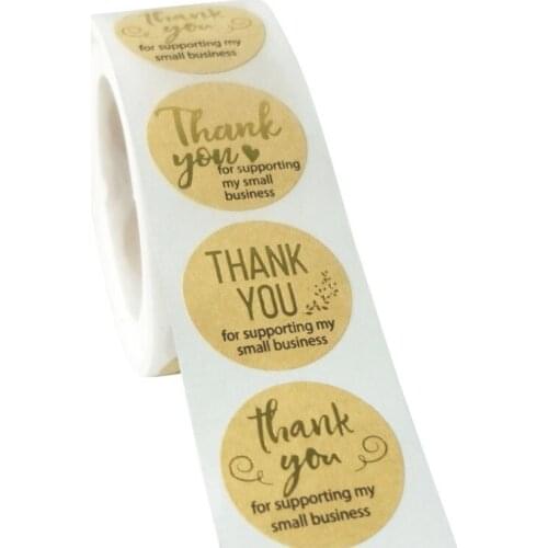 500 pieces/roll kraft paper golden black thank you with red love hot stamping baking sticker