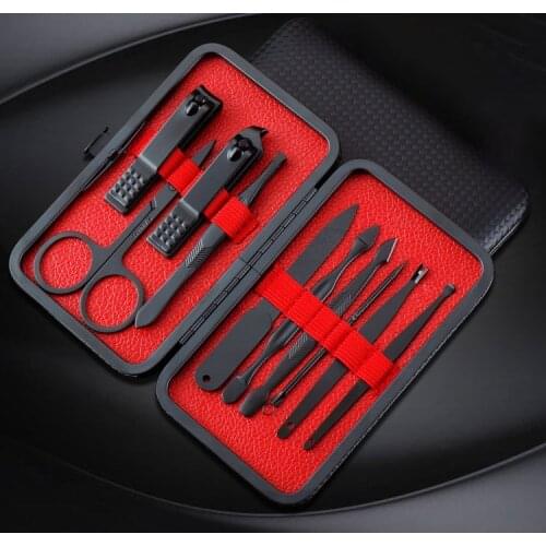 7 PCS/Set Nail Knife Kits Black Nail Clippers Scissors Beauty Tools Suit Fingernail Agnail Tool