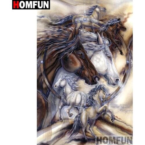 HOMFUN Full Square/Round Drill 5D DIY Diamond Painting "horse" Embroidery Cross Stitch 5D Home Decor Gift A08849