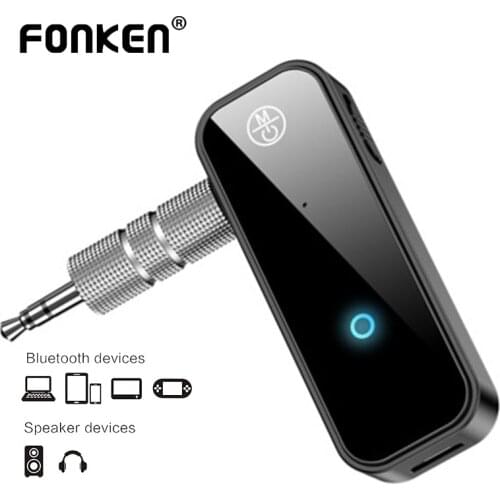 FONKEN Car Bluetooth Receiver Music Acceptor Bluetooth Dongle Receiver Handsfree Car Kit 3.5mm Jack Aux Audio Car Transmitter