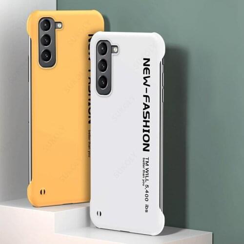 Rimless Phone Case For Samsung Galaxy S21 Plus Ultra S20 FE S10 A50 A70 Note 10 Pro Ultra-thin PC Hard Case Cover Matte Back