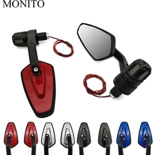 For YAMAHA YZF R1 R6 2005 2006 2007 2008 2009 2010 2011 2012 22mm Motorcycle Handle Bar End Mirrors Side Mirror Turn Signal LED