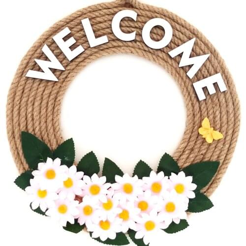 Door and Wall Decoration with 'Welcome' Written from Daisy Jute Yarn