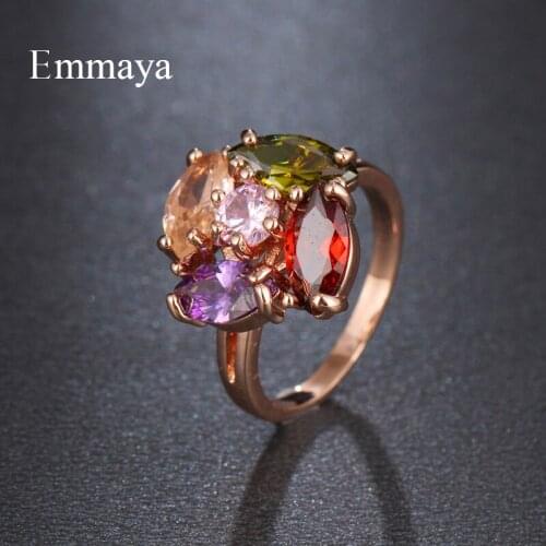 Emmaya Elegant Roung Ring With Colorful Cubic Zircon For Women Charming Ornament In Fashion Party Adorable Jewelry