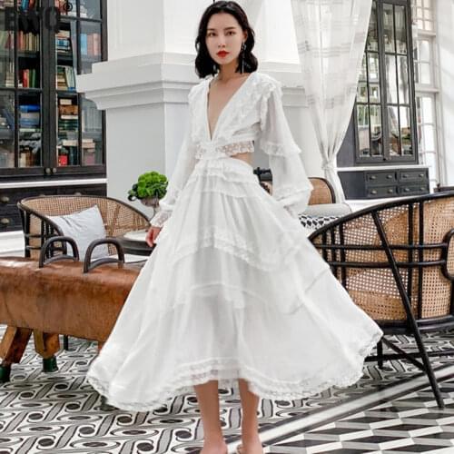 EWQ White Summer Dresses