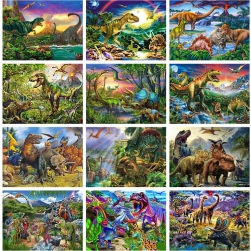 HUACAN 5D Diamond Painting Full Square Dinosaur Diamond Embroidery Mosaic Sale Animal Decor For Home