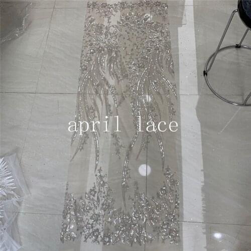Ty01# April LACE Collection 2021 beads sequin mesh tulle luxury bridal lace For sewing wedding dress