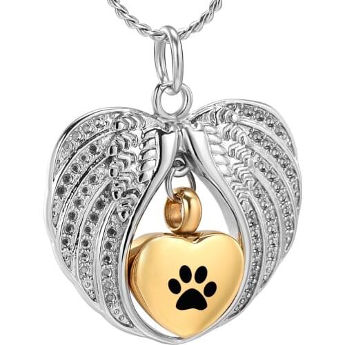 Angel Wings with Heart Urn Necklaces for Ashes Stainless Steel Cremation Necklaces Memory Jewelry for Mom Dad Son Cat/Dog Ashes