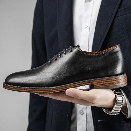 Yomior Trend Men Casual Shoes Cow Leather Top Quality Formal Dress Loafers Business Wedding Luxury Shoes Oxfords Vintage British