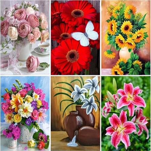 DIY Floral 5D Diamond Painting Full Square Drill Flower Diamond Embroidery Cross Stitch Kits Mosaic Wall Art Home Decor Gift