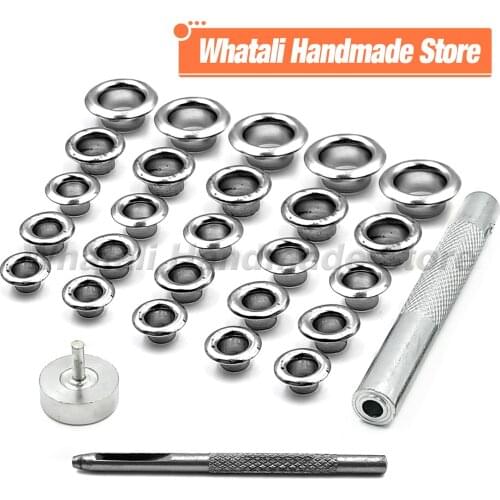 100set Gunblack Color Metal Eyelet Grommets With Eyelet Punch Die Tool Set For Leathercraft Clothing Shoes Belt Bag Accessories