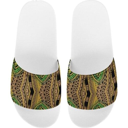 WHEREISART New Summer Slippers Polynesian Tradition Tribal Print Women Slide Flip Flops Outdoor Ladies Slides Beach Shoes Mujer