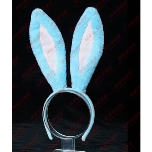 New Lovely Rabbit Ears Headwear Hairhoop Blue Fur Cosplay Stage Performance Prop For Christmas Holiday for Children Adult