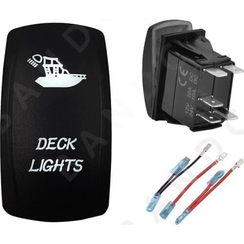 DECK LIGHTS Rocker Switch 5P ON-OFF SPST Dual White Led Lights Button Switch for Car Boat Marine Vehicle Yacht，Jumper Wire