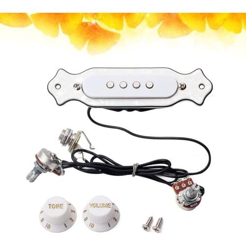 Pre-wired 4 String Electric Cigar Box Guitar Magnetic Soundhole Pickup with Volume Tone Control Knob GMB337 White