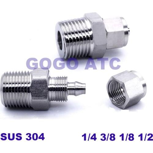 304 stainless steel straight through quick coupling joint 1/4 1/8 3/8 1/2 hose PTFE pipe joint PU pipe terminal connector