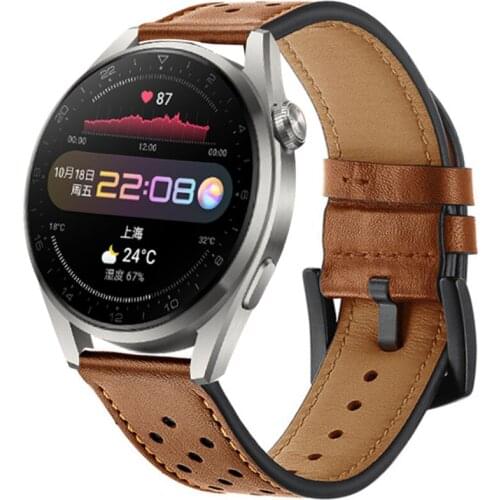 Genuine Leather Band 22MM Strap For Huawei watch 3/3 Pro GT Classic Watchband for samsung galaxy watch 46mm S3 Frontier Bracelet