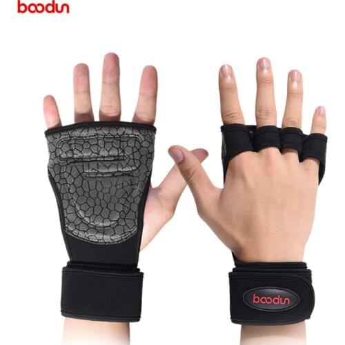 Boodun Weight Lifting Training Gloves Fitness Sports Body Building Gymnastics Grips Gym Hand Palm Protector Gloves