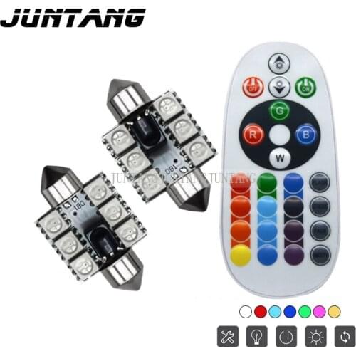 LED car light double tip RGB roof light room light colorful reading light 5050-6smd license plate light cabin atmosphere light